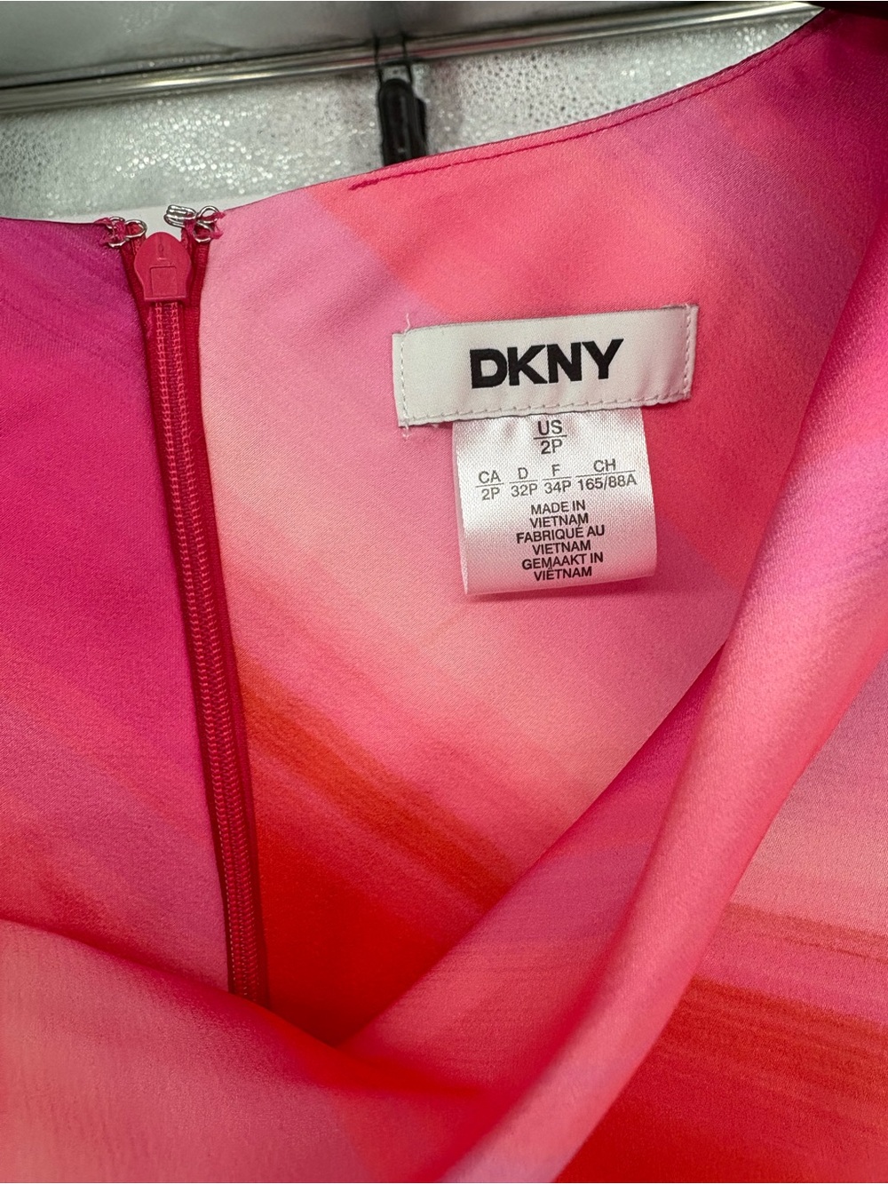 NEW DKNY Sleeveless Cowl Neck Slip Dress - Pink Multi size 2P - Picture 4 of 5